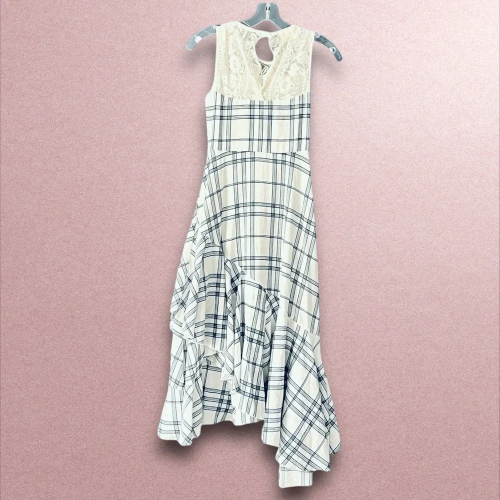Mia Joy Girls Size 10 Plaid Maxi Dress Lace Cottagecore High‎ Neck Ruffle